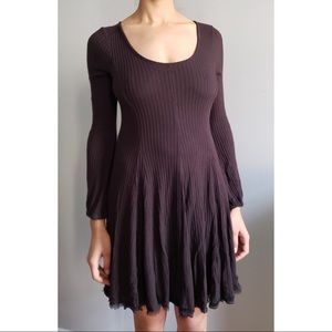 UO flowy long sleeve dress w sheet underlay